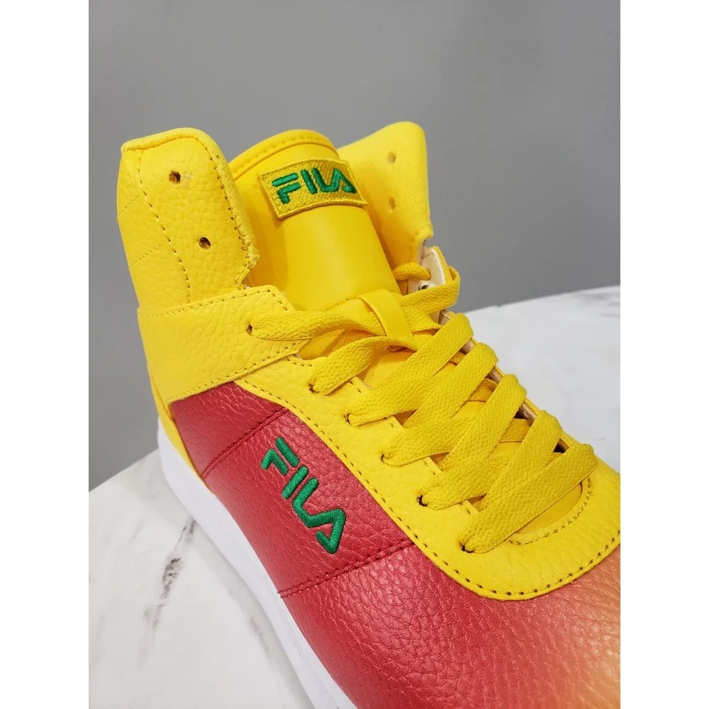 RARE FILA Impress LL‎ Fade Men's Size 8.5 High Top Sneaker Yellow Red Shoes Mid